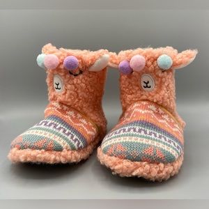 Totes Kids Llama Slippers Toasties Pink Peach Purple Size 13 1 Light Wear